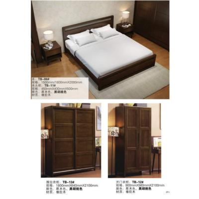 China Walnutcolor Solid Wood Hotel Bed Furniture General Use And Simple Design Hotel Furniture Wood Material Bedroom for sale