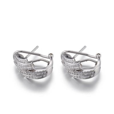 China 925 CLASSIC Silver CZ Earrings 2.81g 4mm Zircon Stud Earrings for sale