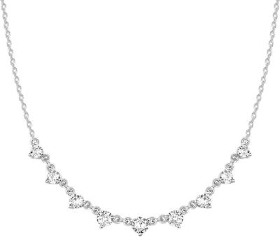 China CLASSIC 14K White Gold Plated Station Simulated Diamond Necklace Womens CZ Chain Necklace Layering Necklaces for sale