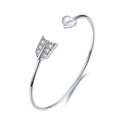 China CLASSIC Custom Round Women's Handmade Bracelet Openings 1.5mm CZ Sterling Silver Bangle Bracelets 5.40g for sale