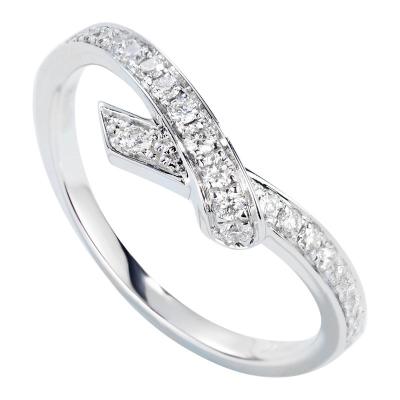 China Fashion Scarf Shaped 0.22ct 18k White Gold Diamond Rings For Engagement for sale