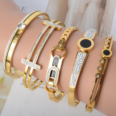 China Anti allergy 14k gold stainless steel jewelry ladies jewelry FASHIONABLE bangles bracelets for women for sale