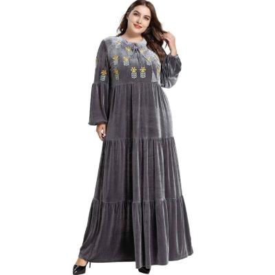 China Winter T-D151 Long Sleeve Sustainable Oversized Muslim Women Dresses Islamic Clothing for sale