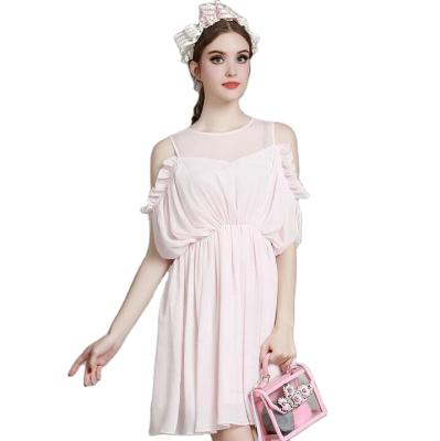 China T-D066 Sustainable Pink Chiffon Shorts Elegant Slim Party Ladies Dress for sale