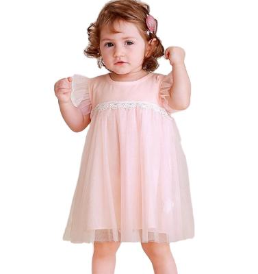 China New Viable Babies Summer T-GD040 A Line Mesh Pink Wedding Dress for sale