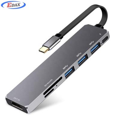 China Mobile Devices .desk computer factory maker 7 in 1 Multifunctional USB 3.1 Aluminum Alloy USB Type C Hub with 4K@ PD USB3.0 SD TF 60Hz HDM 1 for sale