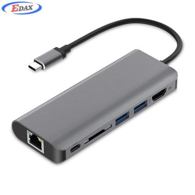 China Mobile Devices 6 .desk Computer in 1 Type-C Multifunctional USB Hub 4K HD-MI Output USB 3.0 Reader USB Hub Type C Hub in Gray for sale