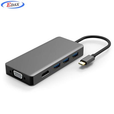 China USB C to HDM 1 VGA, EDAX 5 in 1 USB C HUB, USB 3.1 Type C to HDM 1 VGA USB 3.0 Multi Monitors Hub Adapter EDAX091 for sale