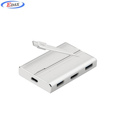 China Premium mobile devices .desk computer quality USB type c to HDM 1+usb3.0*3+usb-c PD hub for type c device for sale