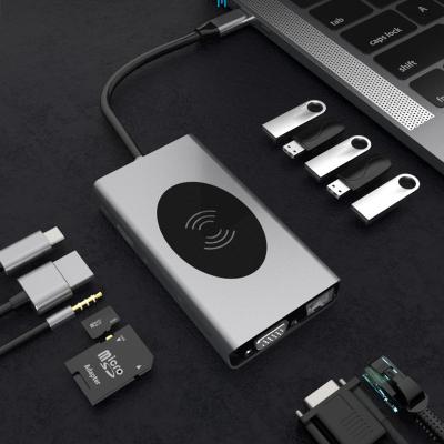 China Aluminum Alloy +ABS Manufacturer Price TYPE-C Converter with Hub HDM 1 Support 5xUSB 3.0 Charging Hub and PD Functions for sale