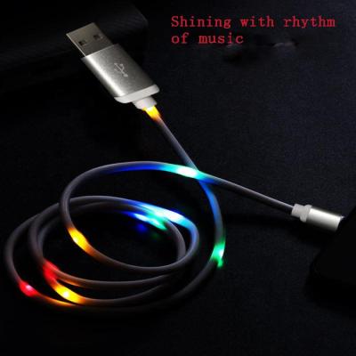 China New Product 1M LED Flowing Fast Charging Obvious Flowing USB Fast Led Light Sync Quick Charging Cable For Android I.OS Mobile Phone for sale