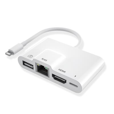 China For iPod Type C Otg Adapter Lightning to Ethernet OTG Digital AV Adapte Support HUB/Ethernet Adapters for sale