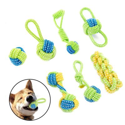 China Stocked Eco-Friendly Volume Selling Braided Knots Pet Training Dog Cotton Rope Dental Clean Toys for sale