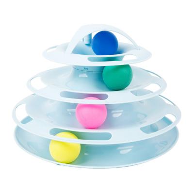 China New One Layer Cat Toy Interactive Cat Toy Turntable Ball Four Tracks Stocked Viable Amusement Ride for sale