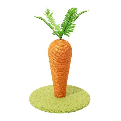 China Wholesale Carrot Shape Sisal Straw Stocked Rope Scratching Tree Cardboard Cat Scratch Board For Cats for sale