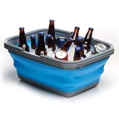 China Folding Portable Camping Storage Sink Outdoor Picnic Beer Plastic Folding Basket for sale