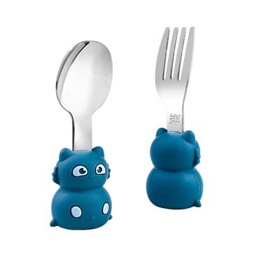 China Customized Viable Design Kids Cartoon Fork Training Infant Spoon for sale