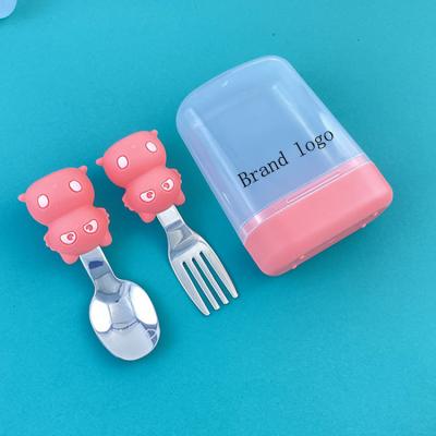 China Customized Design Kids Cartoon Viable Fork And Spoon Set For Kids for sale