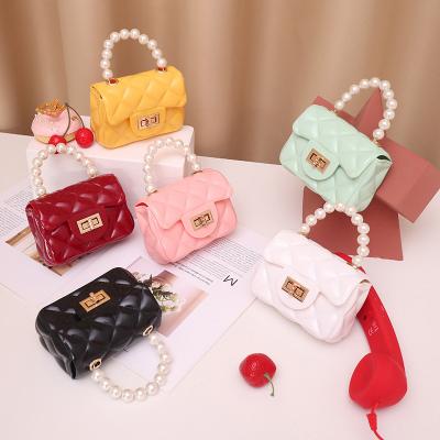 China Other Wholesale Mini Silicone Jelly Purse Jelly Purse Woman Ladies Chain Bags Beads Small Candy Kids Jelly Purses and Handbags for sale