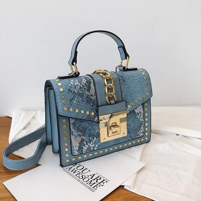 China Fashion Wholesale fashion designer lock snakeskin pu leather ladies hand bag shoulder crossbody women custom purses and handbags for sale