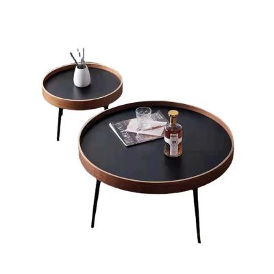 China Customized Modern Simple Wooden Tea Table Round Shape 2 Sets Wood Coffee Table For Living Room Bedroom for sale