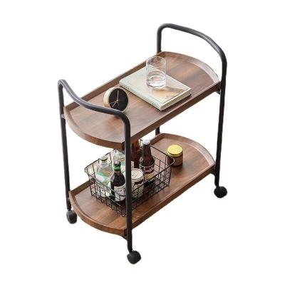 China Hot Sale Customized Nightstand Table 2-Layer Mobile Storage Side Shelf Mobile Cart with Wheels Coffee Table for Bedroom Living Room for sale