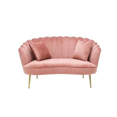 China Modern creative comfortable fabric upholstered living room sofa chair velvet tufted living room sofa double seat pink velvet tufted sofa for sale