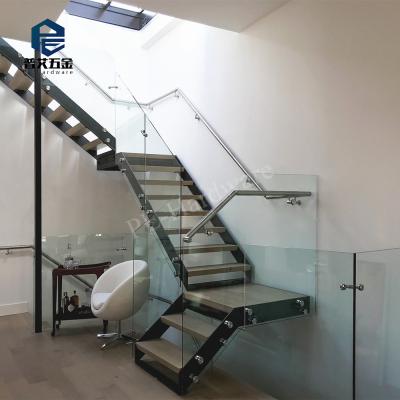 China Modern Villa Stainless Steel Staircase Design With Wood Tread for sale