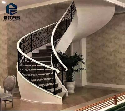 China Residential Wrought Iron Balustrade Spiral Staircase Design for sale