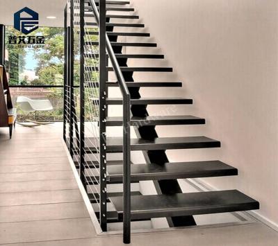 China Villa Interior Residential Straight Steel Staircase for sale