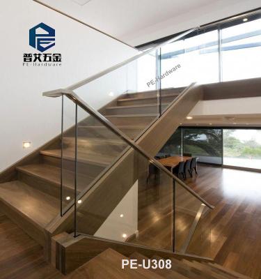 China Hot Selling U Base Channel Stainless Steel Railing Tempered Glass Balcony Railing System Frameless Flatbar Design for sale