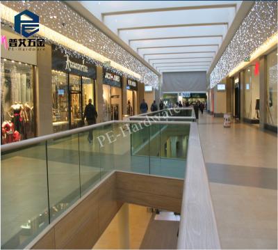 China Shopping Mall / Hotel Aluminum Low Shoe Modern U Glass Balustrade for sale