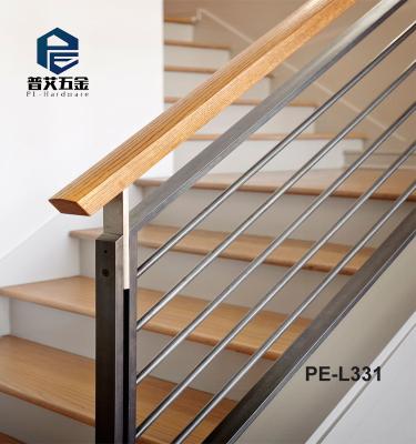 China Factory Supply Modern Deck Railing Porch Railing Stainless Steel Baluster Rope Stair Railing With Wood Handrail for sale