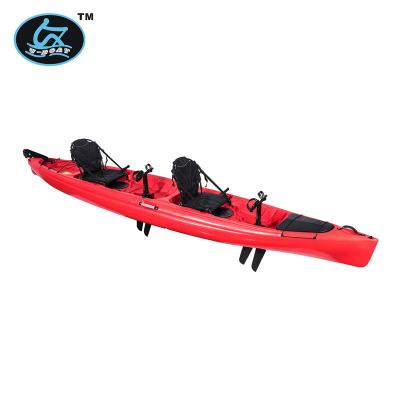 China Hot Sale HDPE U-Boat Ocean Pedal Drive Kayak 2 Person Sit On Top Kayak Skiff Canoe Fishing Packing Boat With Rudder System for sale