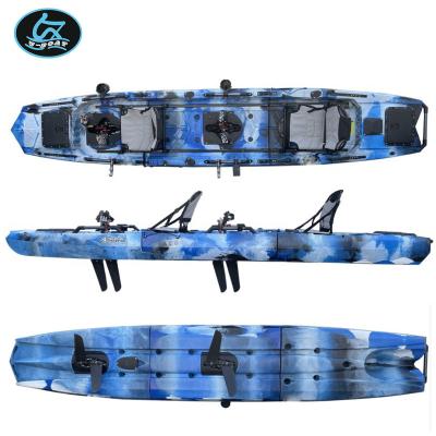 China Tourism Fishing Rowing Newly Developed Frame U-boat Sea Tandem Kayak Plastic Canoe Three-Section Fishing Canoe Rowboat With Motor for sale