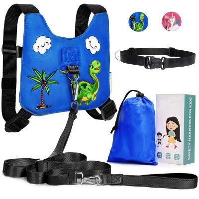 China High Quality Nylon And Metal Safety Harness Backpack Leash For Kids Drawstring Storage Bag And Belt For Parents Toddler Anti Lost Walking Leash for sale