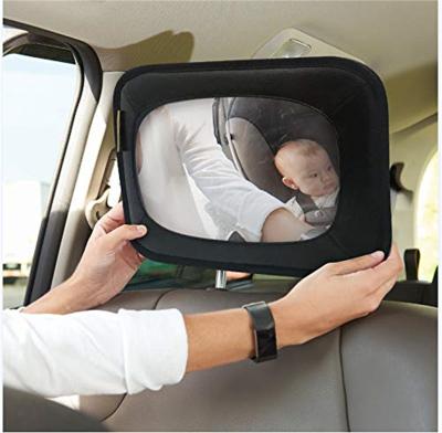 China For Baby Black Fabric Mirror Leather Rear Facing Kids Toy Car Rear Seat Mirror Unbreakable Adjustable Infant Baby For Backseat for sale