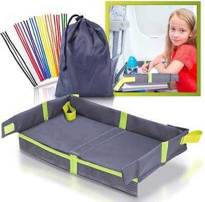 China Geometric Car Organizer Kids Lap Back Table With Bottle Holder Play Eating Tray Dry Erase Board Travel Tray Drawing Kids Travel Tray for sale