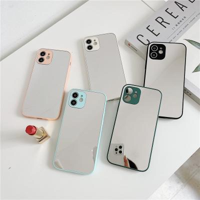 China Anti-fall Mirror Makeup Case For iPhone 12 Silicone TPU Cell Phone Bumper Cover For iPhone 11 pro Max XR X 7 8 plus for sale