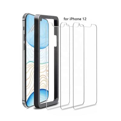 China Easy Installation Applicator Frame Mobile Phone Screen Protector 3 Pack Tempered Glass For iphone 12 max max xs xr xs 11 pro for sale