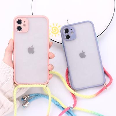 China Dirt-resistant Scratch/Anti/Shockproof Cross - Body Lanyard Strap Case Smoke Matte Skin Back Cover Phone Case For iPhone 12 XR XS max 11 pro for sale