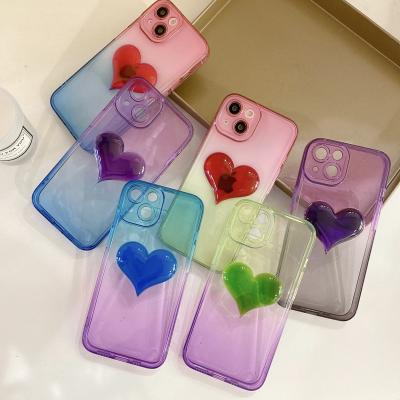 China 3D Scratch Love Heart Gradient Color Rainbow TPU Dirt-resistant/Shockproof/Anti Phone Case For iPhone 13 Pro 12 Pro 11 Max For Girls Women for sale