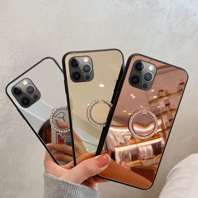 China With Stand Ring Kickstand Case For iPhone 13 Pro Max Makeup Mirror Cell Phone Case For iPhone 13 Pro 12 XR XS Max 7 Plus 8 Plus for sale