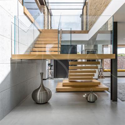 China Ebest Modern Floating Stairs Contemporary Aluminum Stairs With Metal Parts Wooden Stair Railing for sale