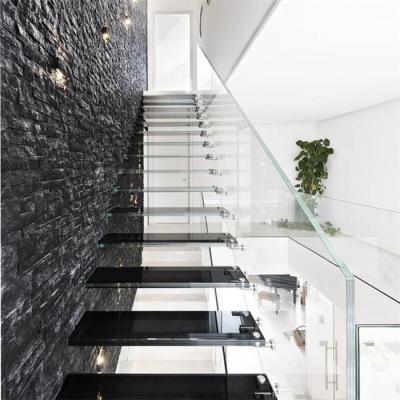 China Ebest Modern Modern Glass Stairs with Customized Stair Design Wooden Stair Treads for sale