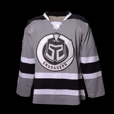 China .Quick Dry Breathable Light Gray Ice Hockey Jersey Team Clubs Games Leagues Crusaders Hockey Jersey Hockey Uniform for sale