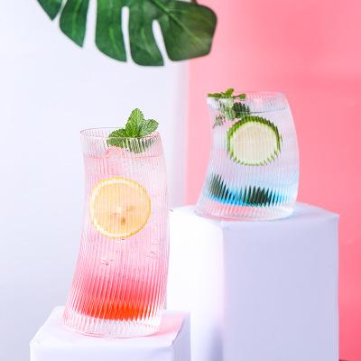 China 360ml/480ml Moon Shape Juice Drinking Glasses Custom Personality Hand Blown Tumbler Pretty Large Single Wall Cool Glass Cup For Drinks for sale