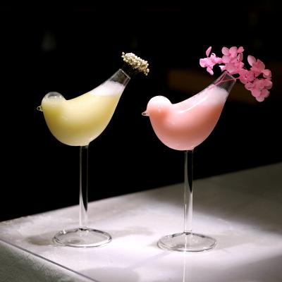 China Hot Sale Unique 150ml Personality Bird Shaped Drinking Glasses Cup Crystal Creative Animal Shape Cocktail Glass For Beverage Bar for sale