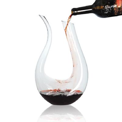 China New Arrival Custom Wholesale Handmade High Quality Lead Free Crystal Modern Bulk Glass Decanter U Shape Red Wine Decanter for sale