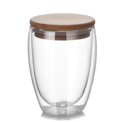 China Wholesale CLASSIC Double Layer Egg Shape Tumbler Lead Free Stemless Glass Wine Mug Beer Coffee Tea Glass Mug for sale